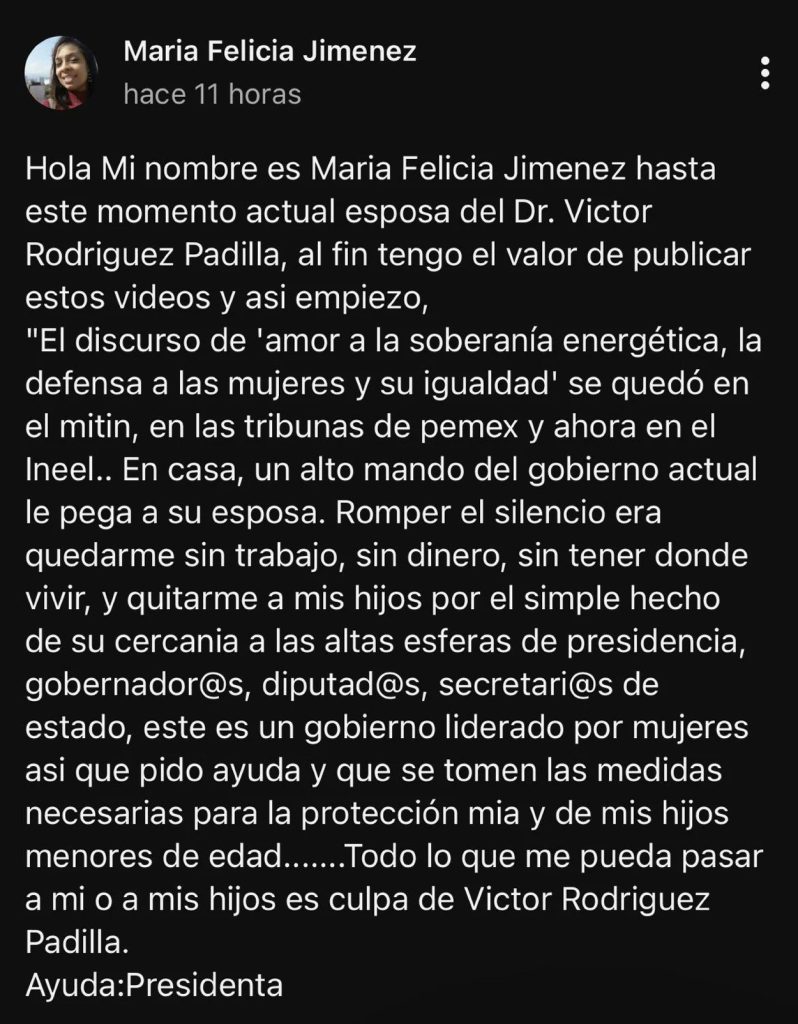 Mensaje de la víctima 