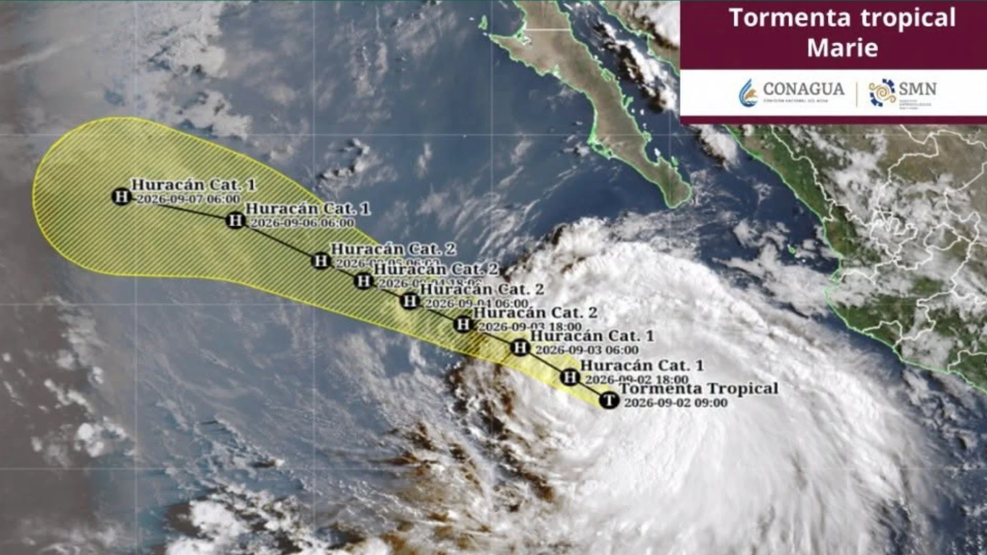 Tormenta Tropical Marie se intensifica en el Pacífico: prevén lluvias en Baja California