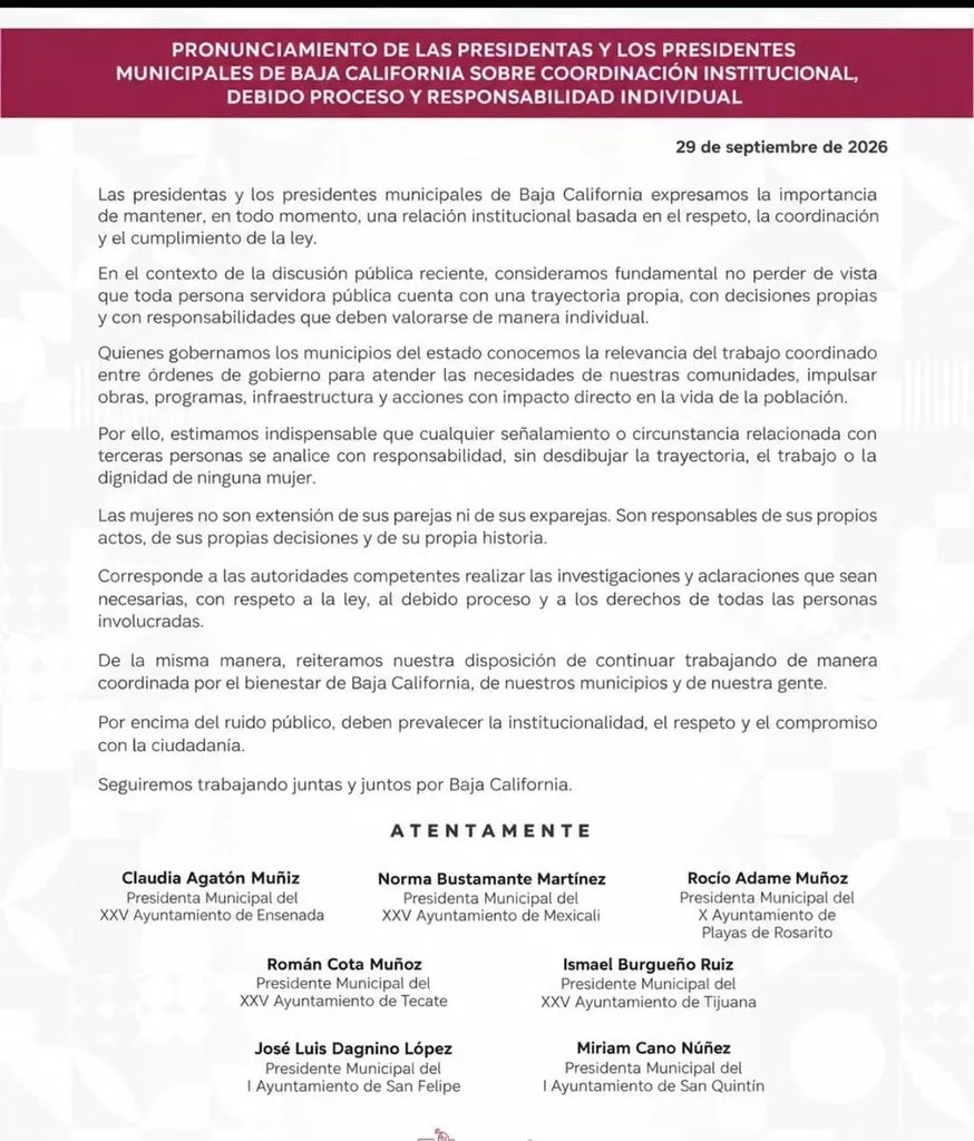 Alcaldes de BC piden juzgar acciones de cada individuo 