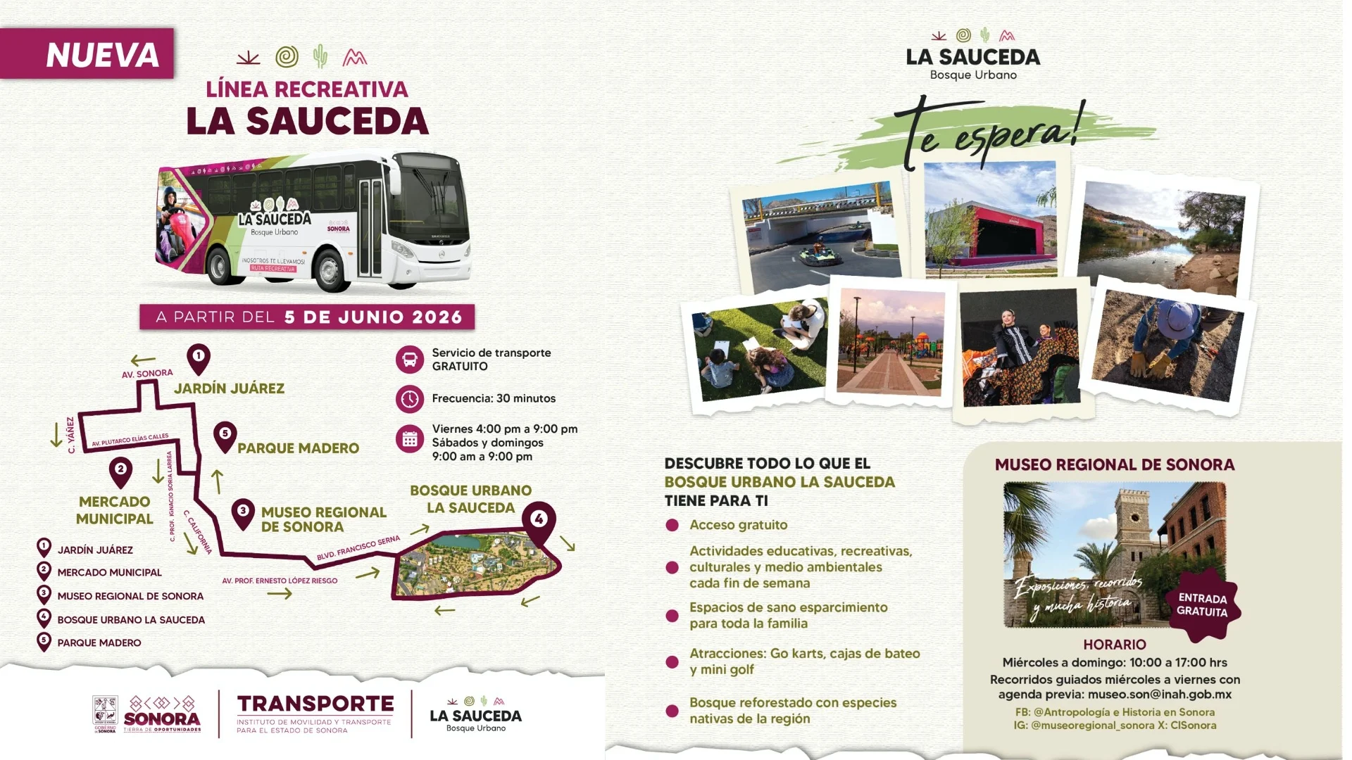 Nueva Línea Recreativa en Hermosillo: Transporte gratis a La Sauceda, horarios y ruta en vivo